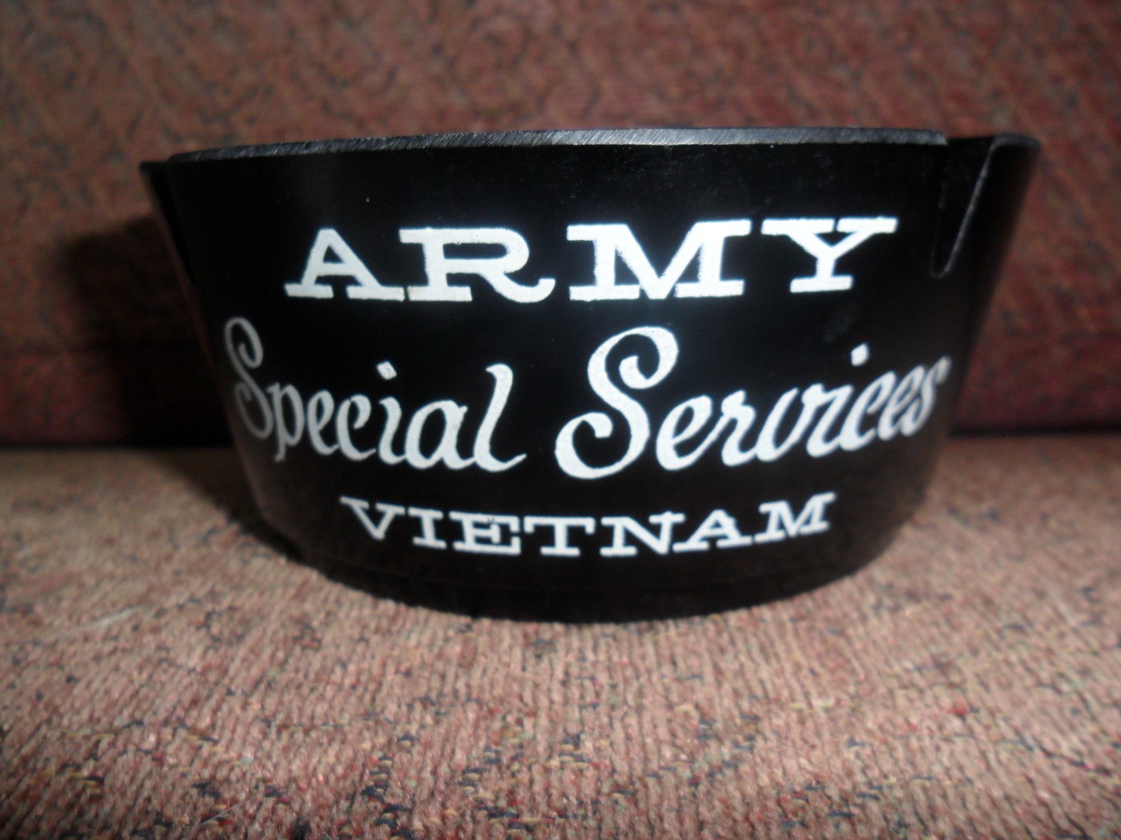 1960`s Vietnam, Army Special Services Black Plastic Ash Tray.