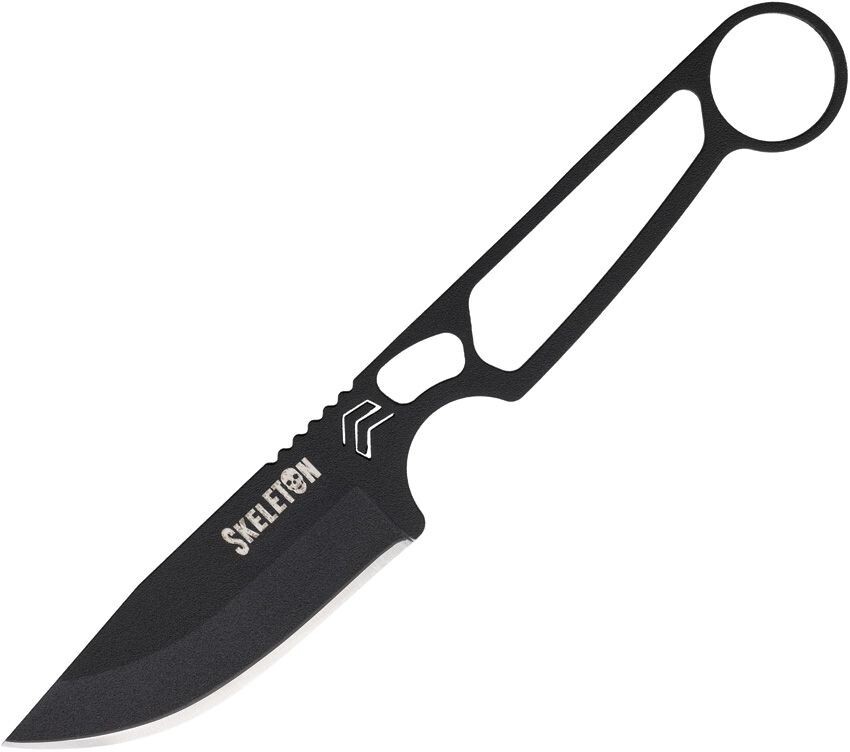 CIMO Skeleton Fixed Knife 3" Black High Carbon Stainless One-Piece Construction