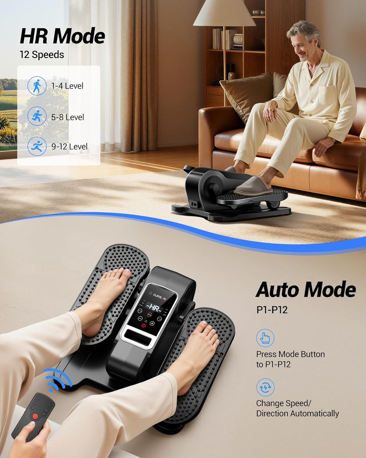 Elliptical Machine, Electric Seated Pedal Exerciser, Quiet Leg Exerciser While