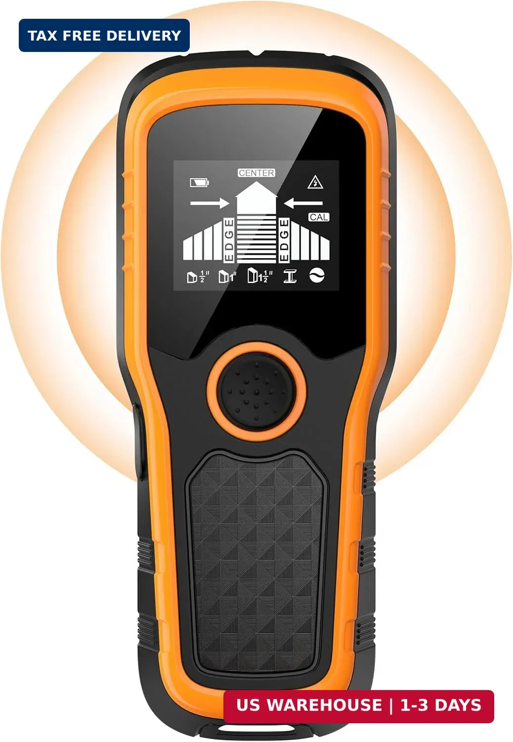 Stud Finder Wall Scanner, Advanced 5-in-1 Detector, Orange | For Wood, Metal, Jo