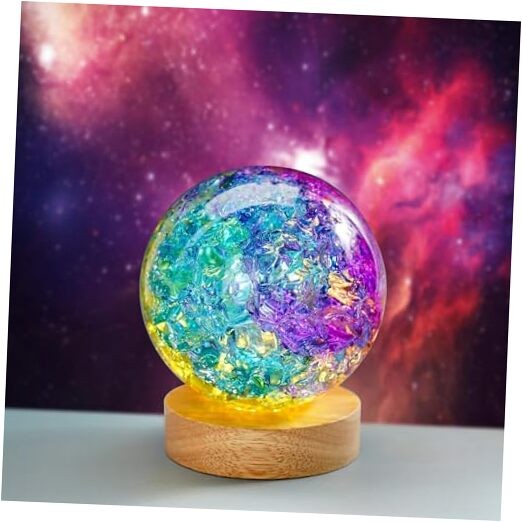 Colorful Cracked Crystal Ball Night Light Decorative 100mm Glass Ice Spheres