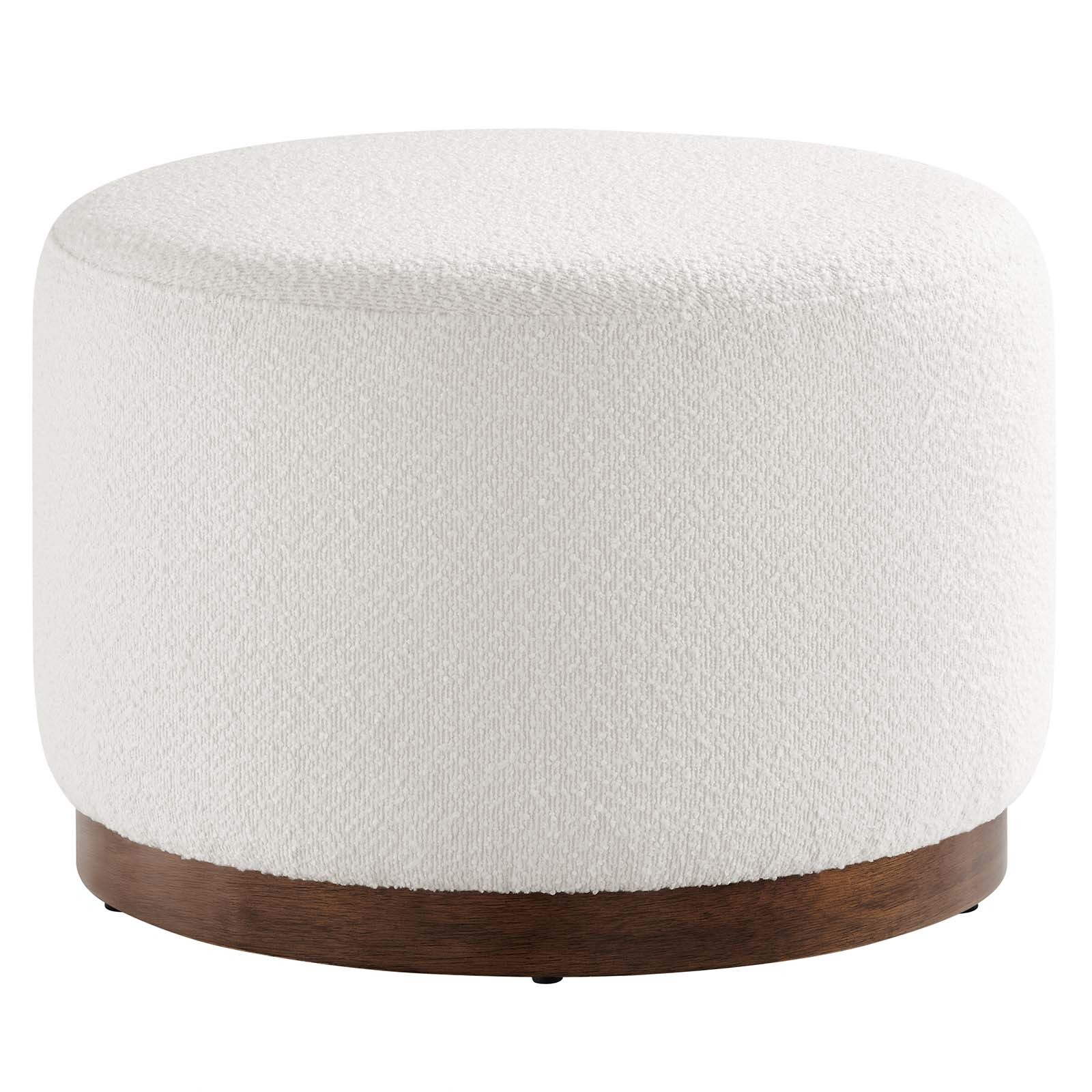 Modway Large 23" Round Boucle Upholstered Ottoman