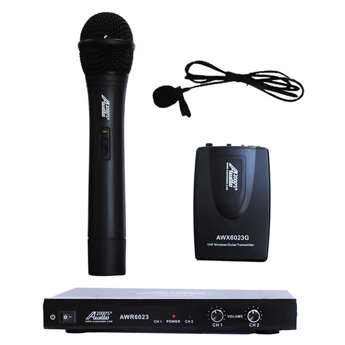 6023VL VHF 2 Channel Wireless Microphone with 1 Handheld & 1 Lapel