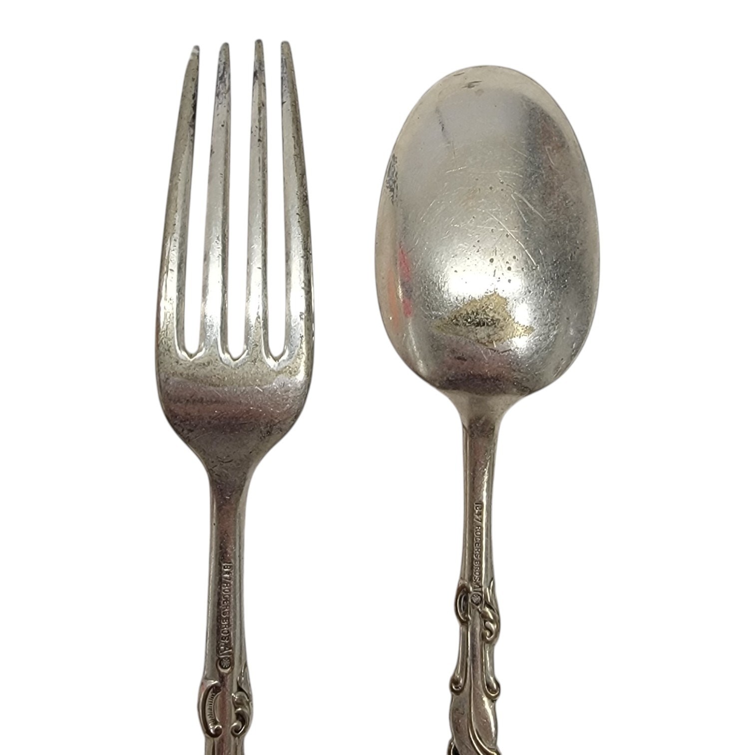 1847 Rogers Bros A1 Silverplate Flatware Fork Spoon Set Monogram E Vintage