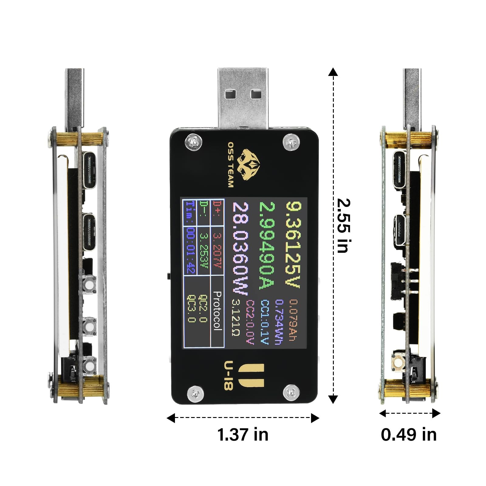 FORIOT USB C Power Meter Tester, PD Trigger & QC 3.0 Fast Charge Detector, 4-...
