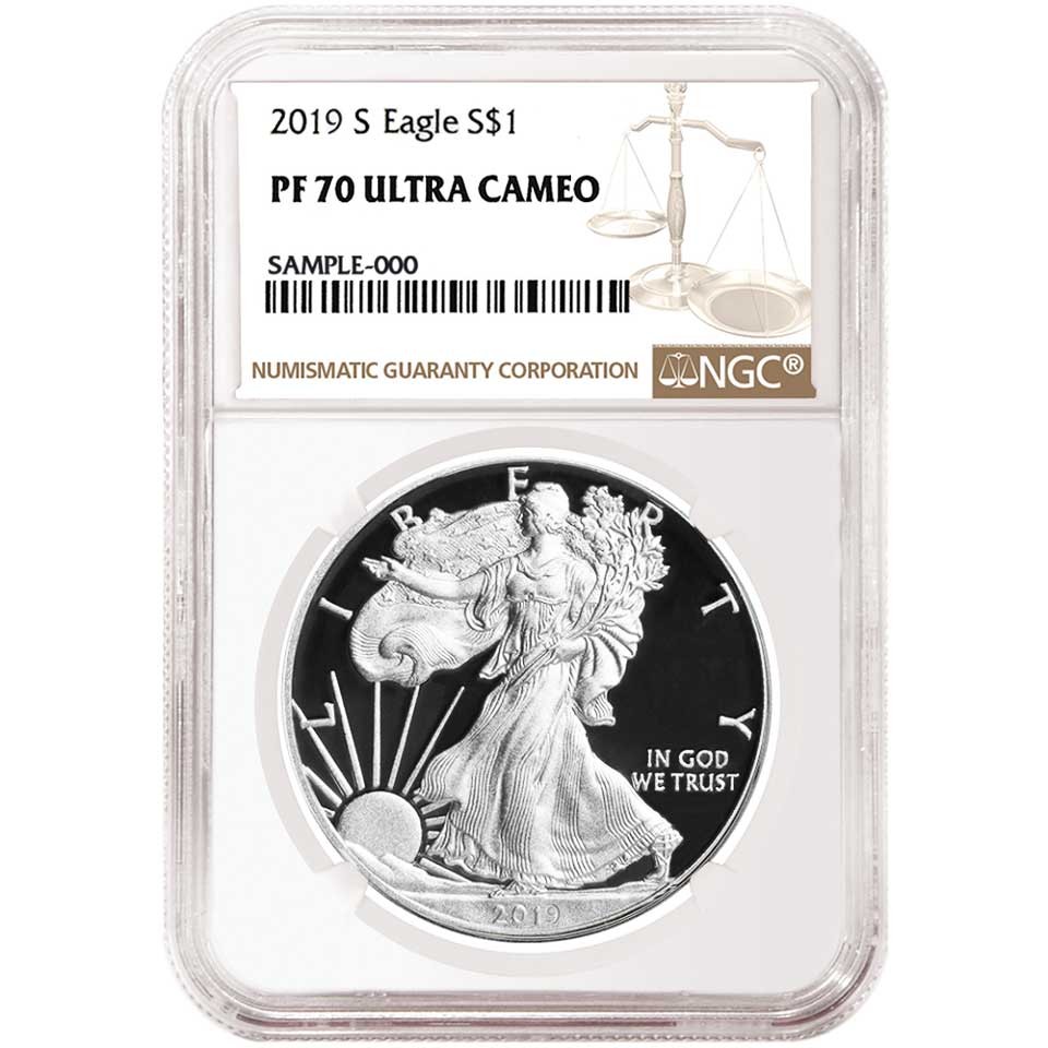 2019-S Proof $1 American Silver Eagle NGC PF70UC Brown Label