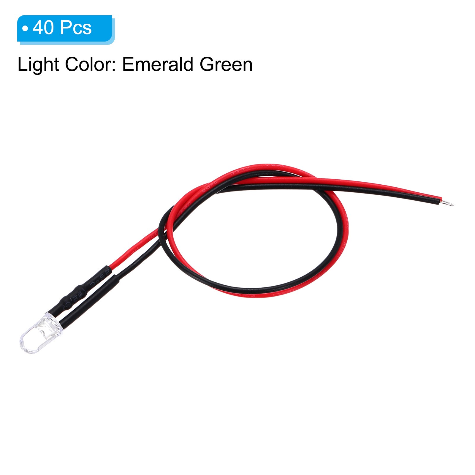 5mm LED Diode Light, 40 Pcs 3V DC, Emerald Green Lights