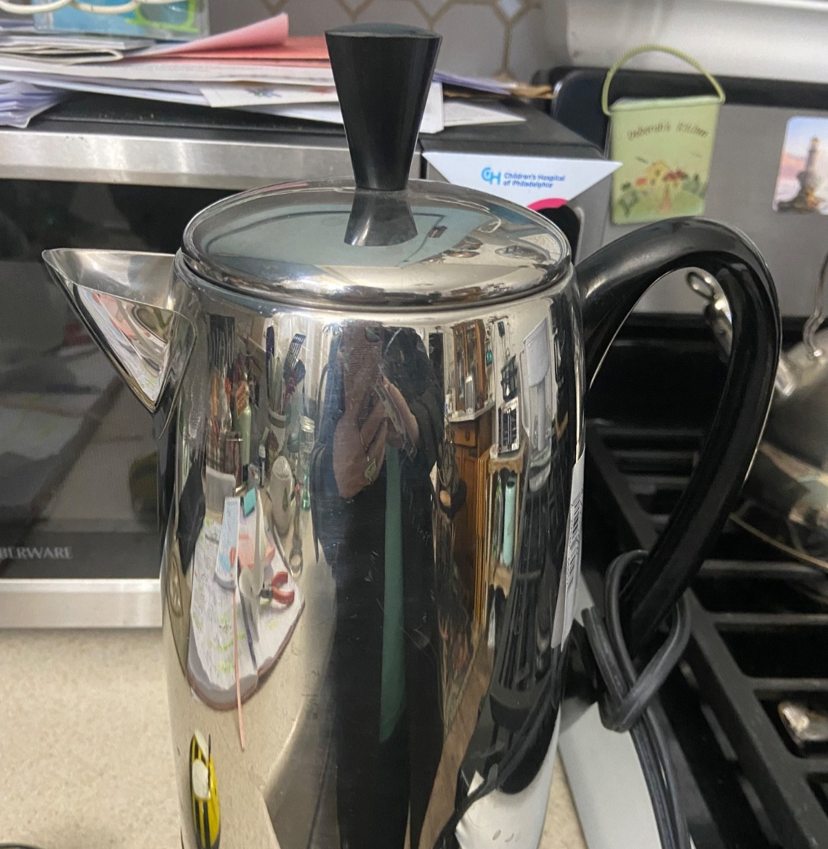 Vintage FARBERWARE Superfast Automatic Coffee Pot, Shiny Percolator 12 Cup