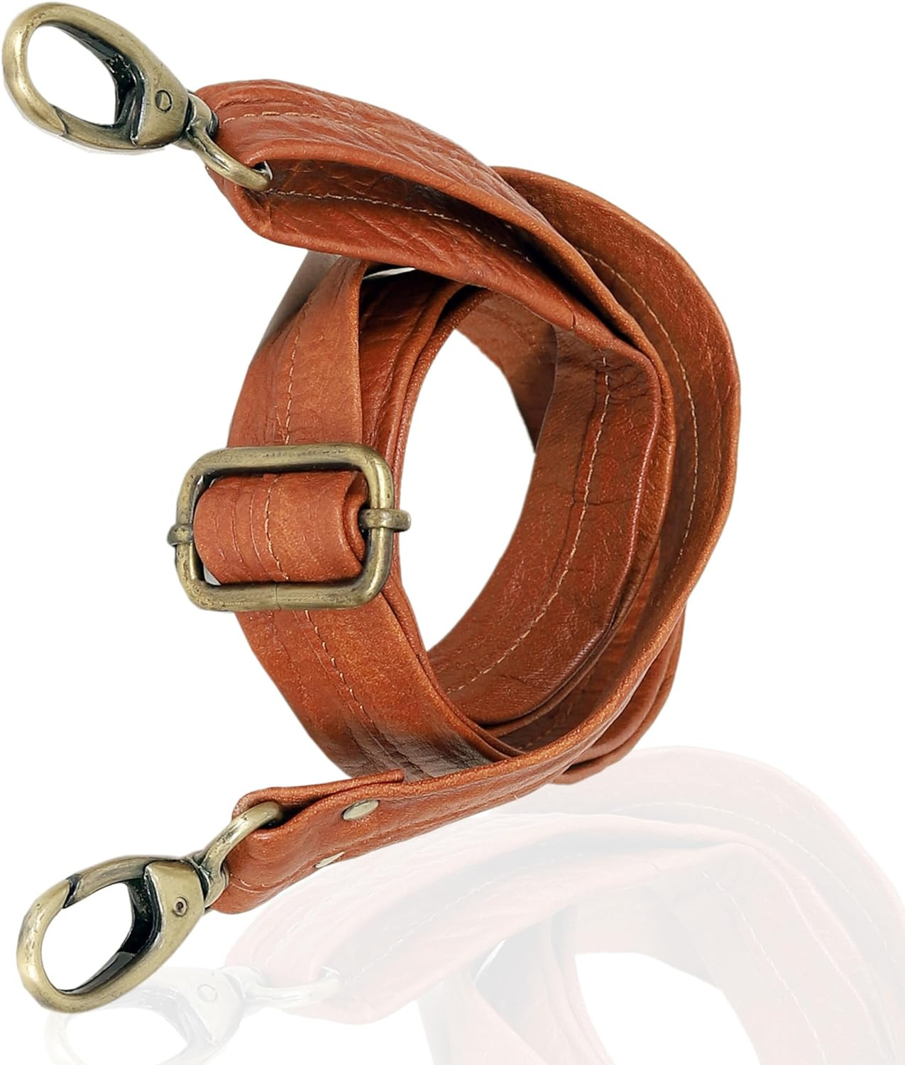Leather Adjustable Padded Replacement Shoulder Strap with Metal Swivel Hooks for