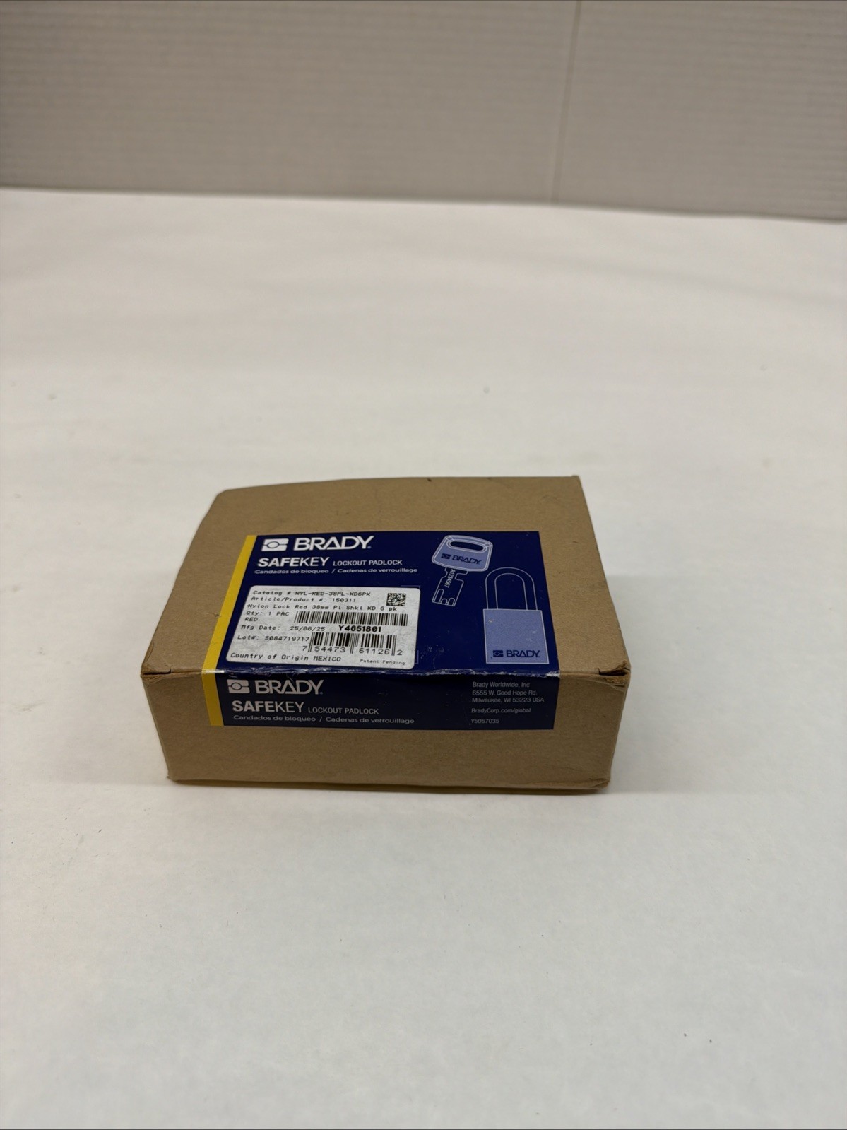 Brady NYL-RED-38PL-KD6PK SafeKey Nylon Lockout Padlocks (Pack of 6) 150311