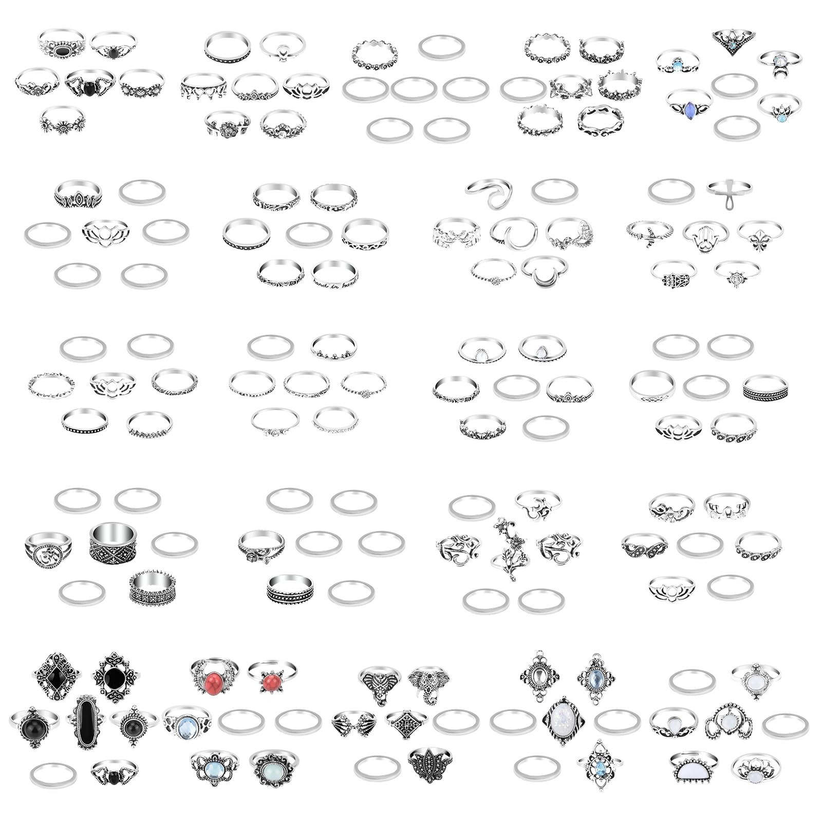 ONESING 154 Pcs Knuckle Rings for Women, Vintage Knuckle Rings Set, Stackable...