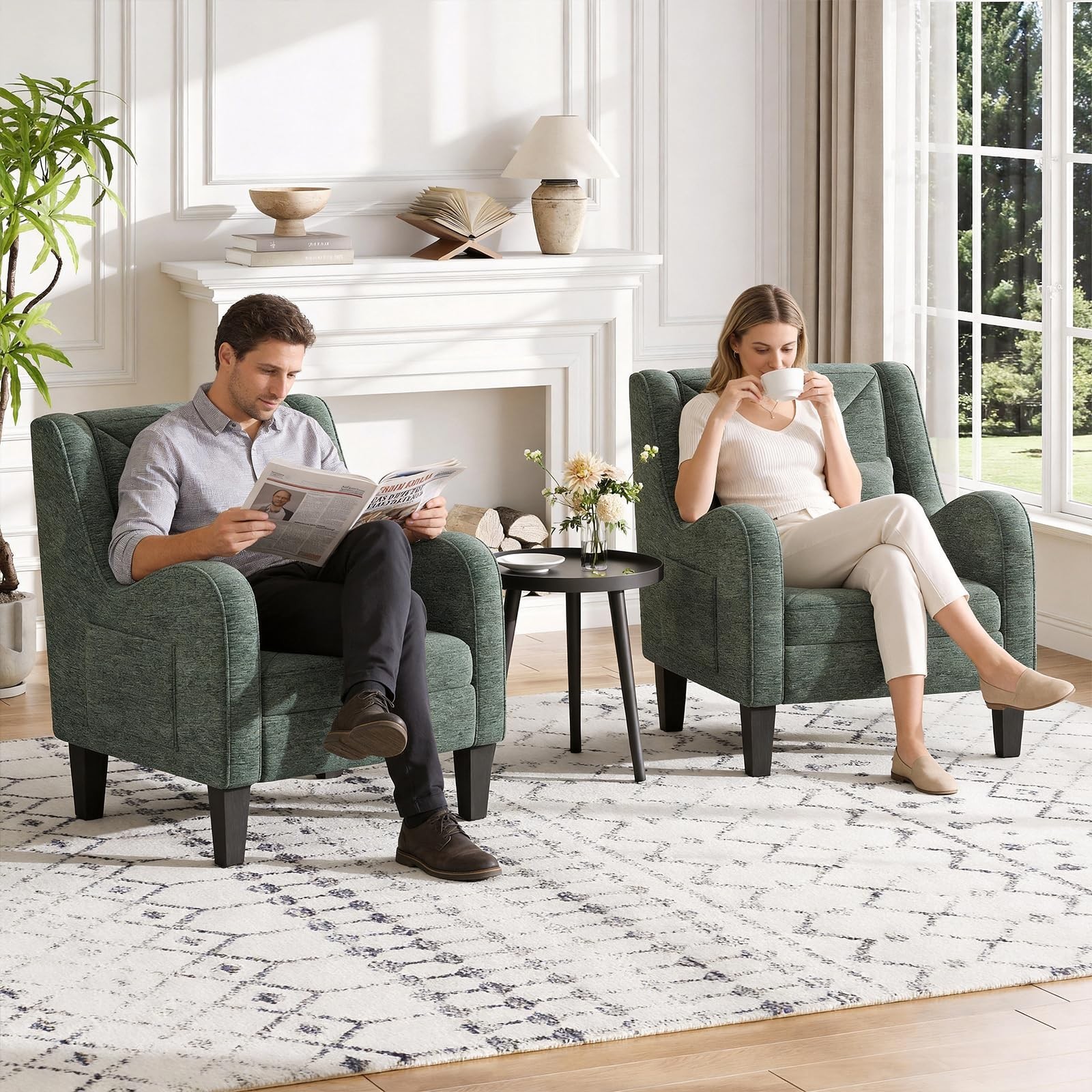 Chenille Accent Chair for Living Room Bedroom Chair Comfy Reading Chair