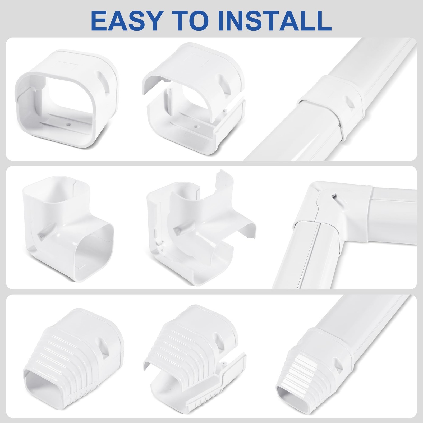 3" 10Ft PVC Decorative Line Set Cover Kit - Protection for Mini Split, Centra...