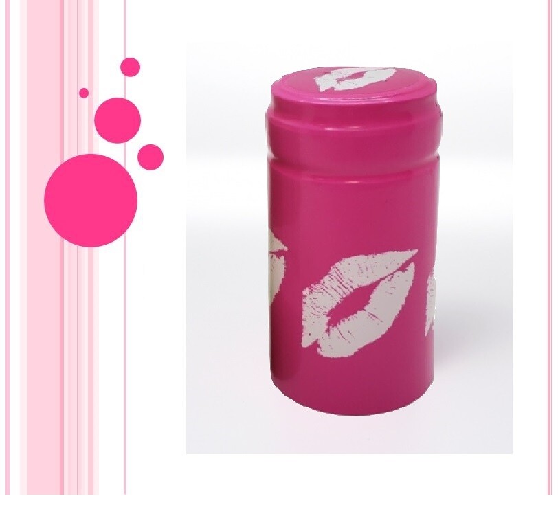 30PK PINK KISS SWAK Sealed with a Kiss Wine Bottle HEAT SHRINK CAPS PVC Capsules