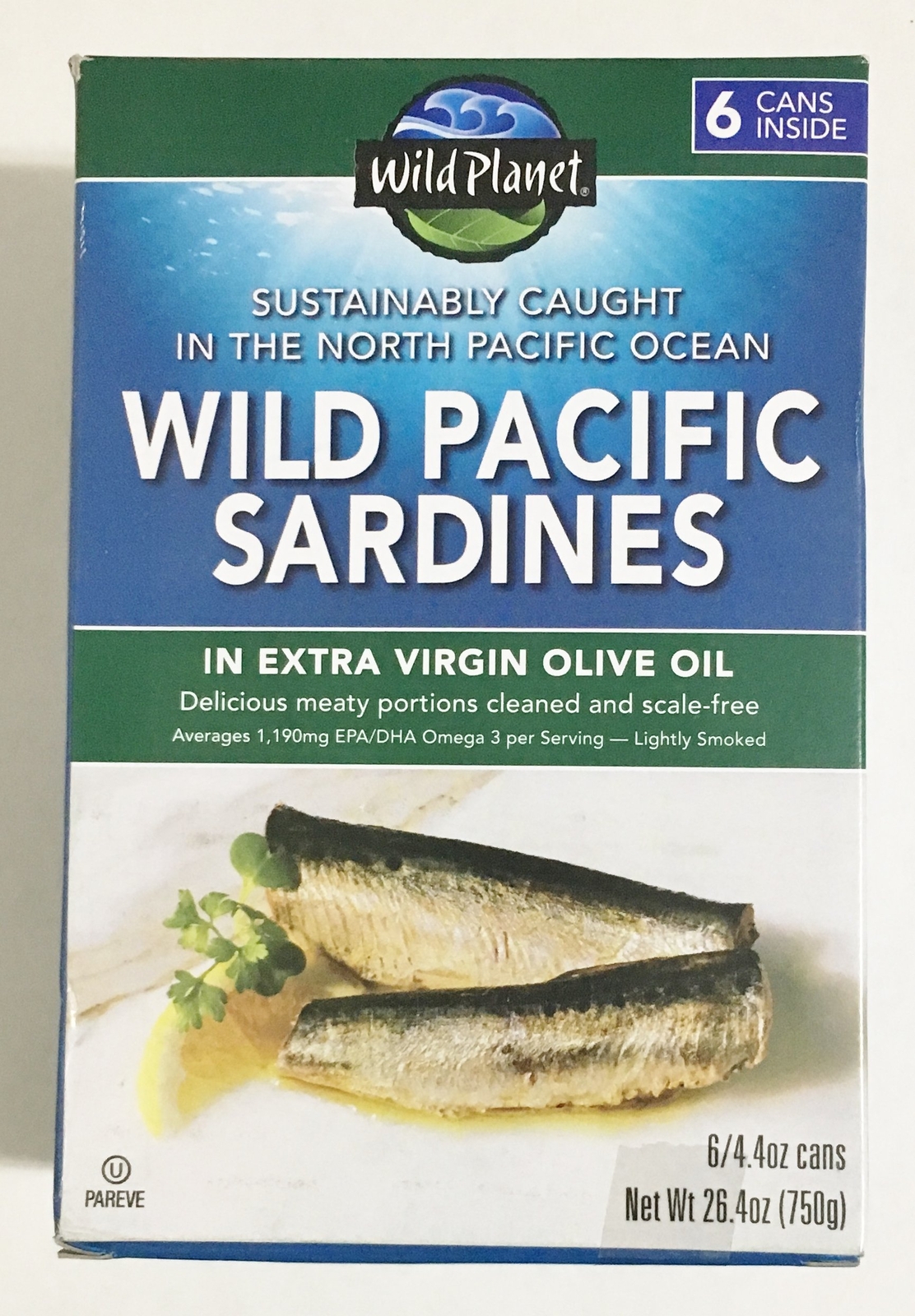 Wild Planet Wild Pacific Sardines in Extra Virgin Olive Oil 4.375 Ozs. Packed of
