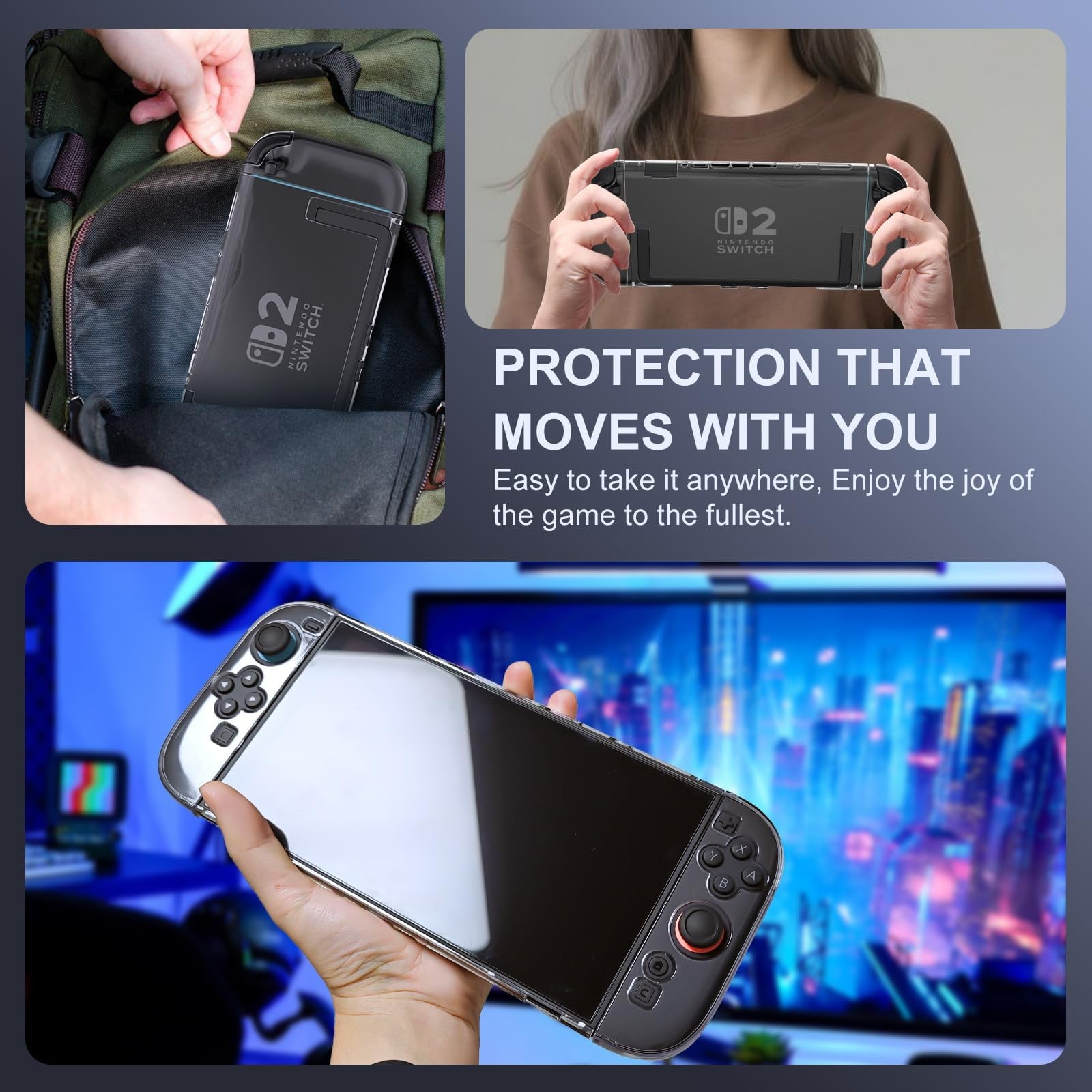 Switch 2 Dockable Case with Screen Protector - Clear 2 7.9inch,