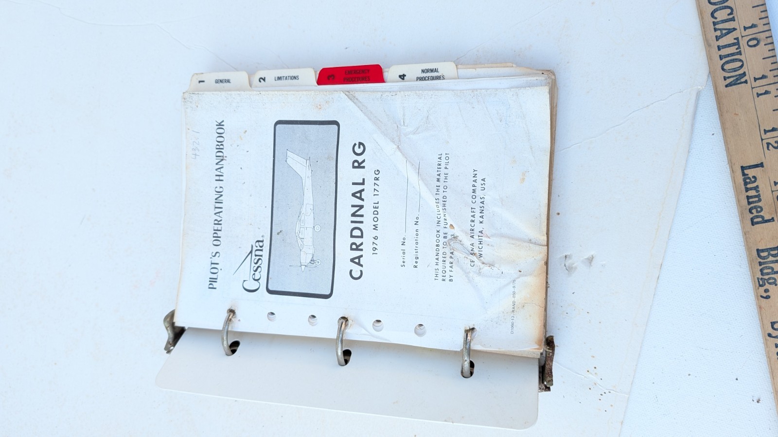 Cessna Cardinal 177Rg Pilot's Operating Handbook From Airport Monroe Mi