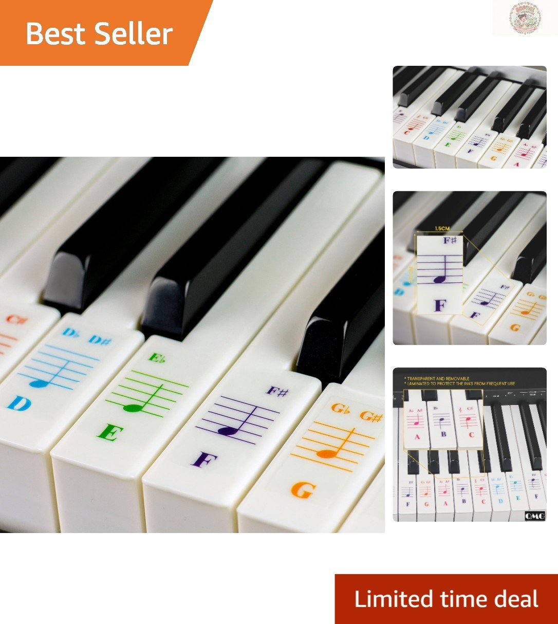 Four Octaves of Colorful Piano Keyboard Stickers - Perfect for Kids & Adults!