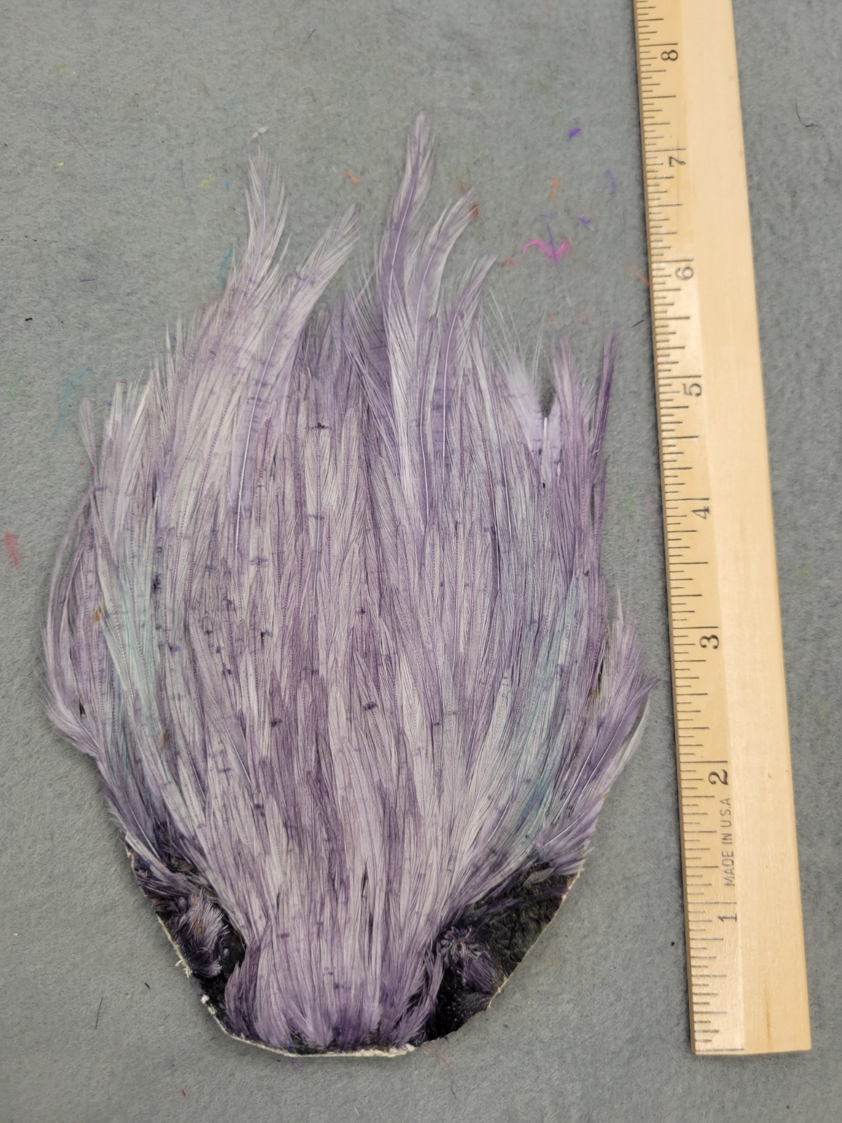 Lot 344, Grade B, DYED BLUE DUN India Rooster Streamer Neck Cape Feathers