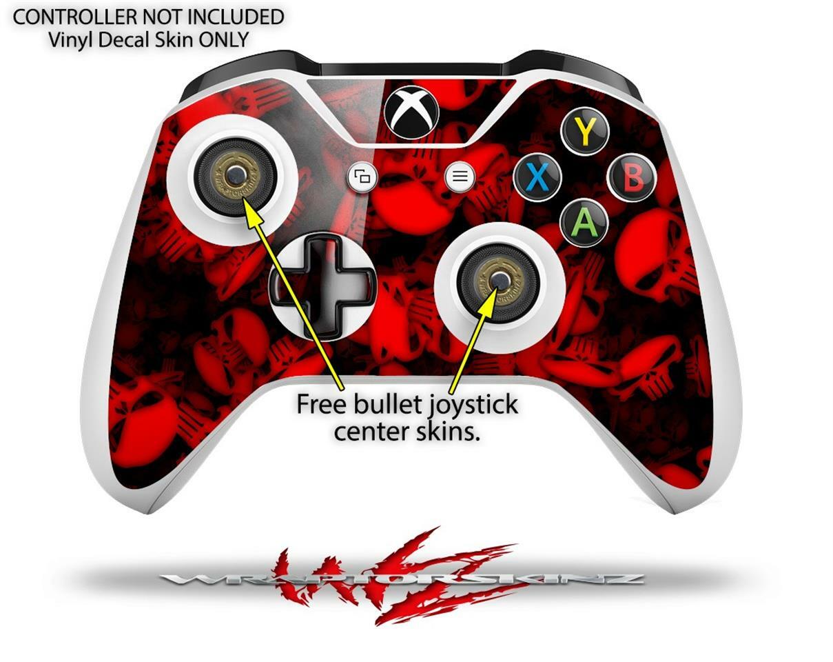 Skin XBOX One S Console Controller Skulls Confetti Red