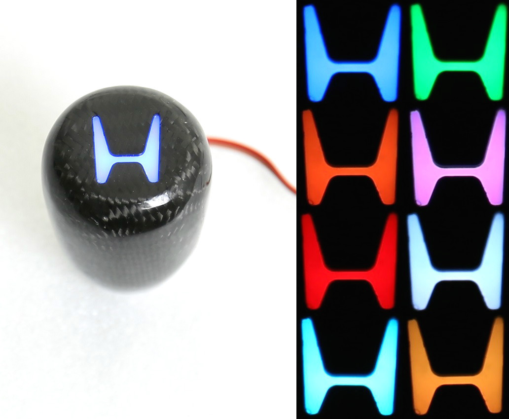 8 Colors LED Carbon Fiber Manual Shift Knob H Logo M10x1.5mm