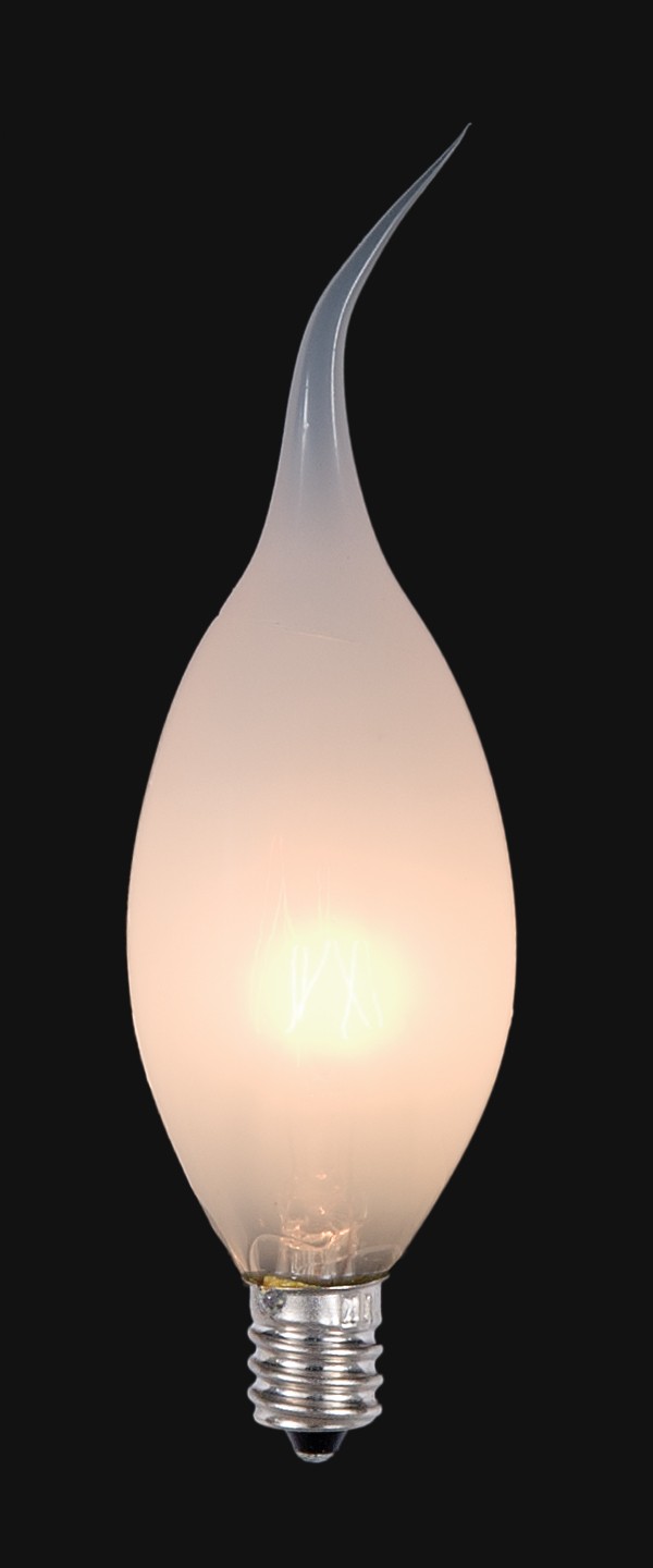 B&P Lamp 15with 130V, Candelabra Base Flame Tip Silicone Light Bulb, 3" height