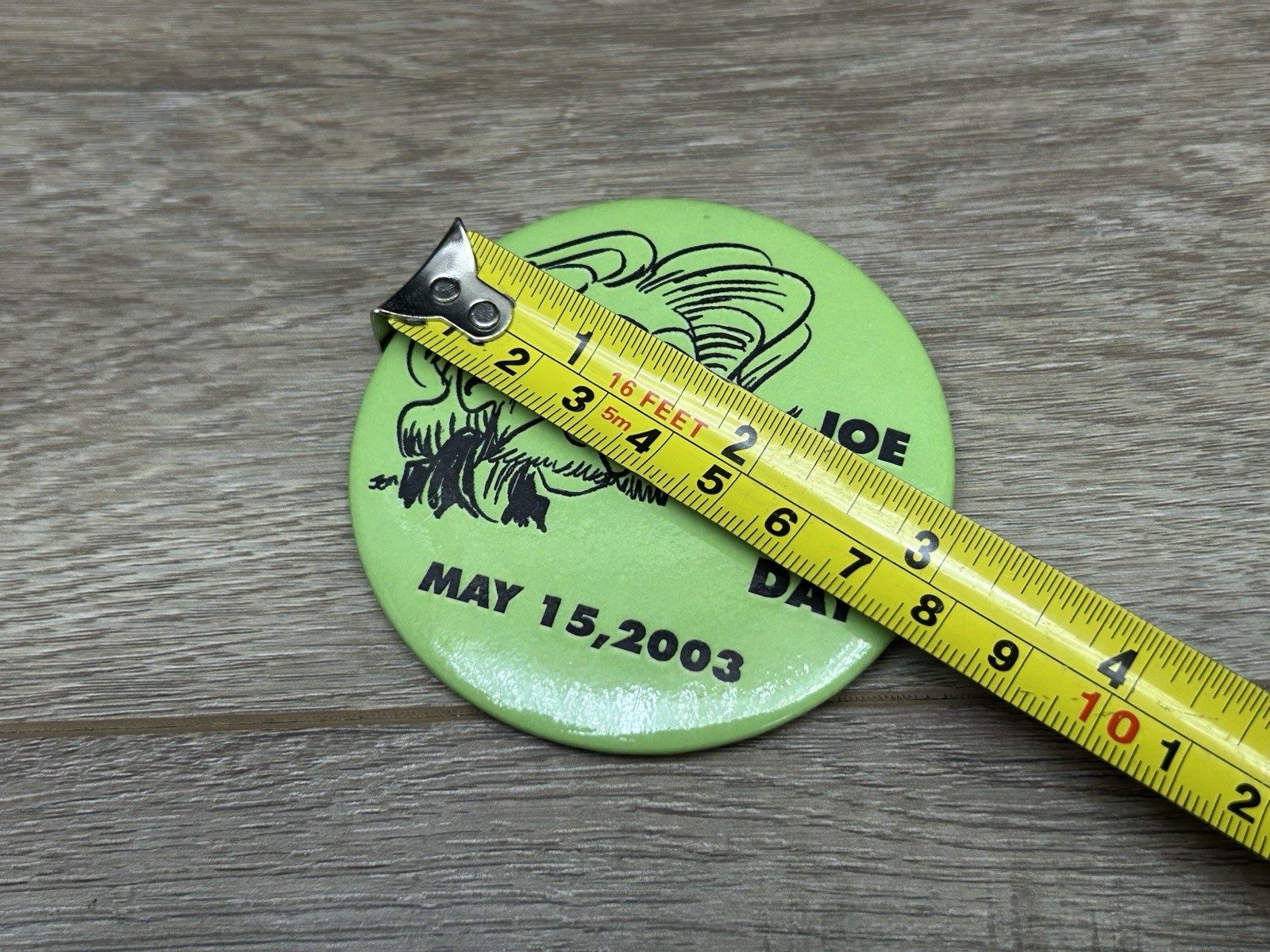Joe Grant Day May 15 2003 Green Button Pin