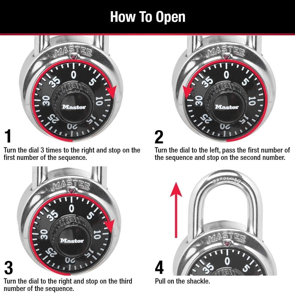 Master Lock 1500T Gym Locker Combination Padlock Preset 3-Digit Code 8pk