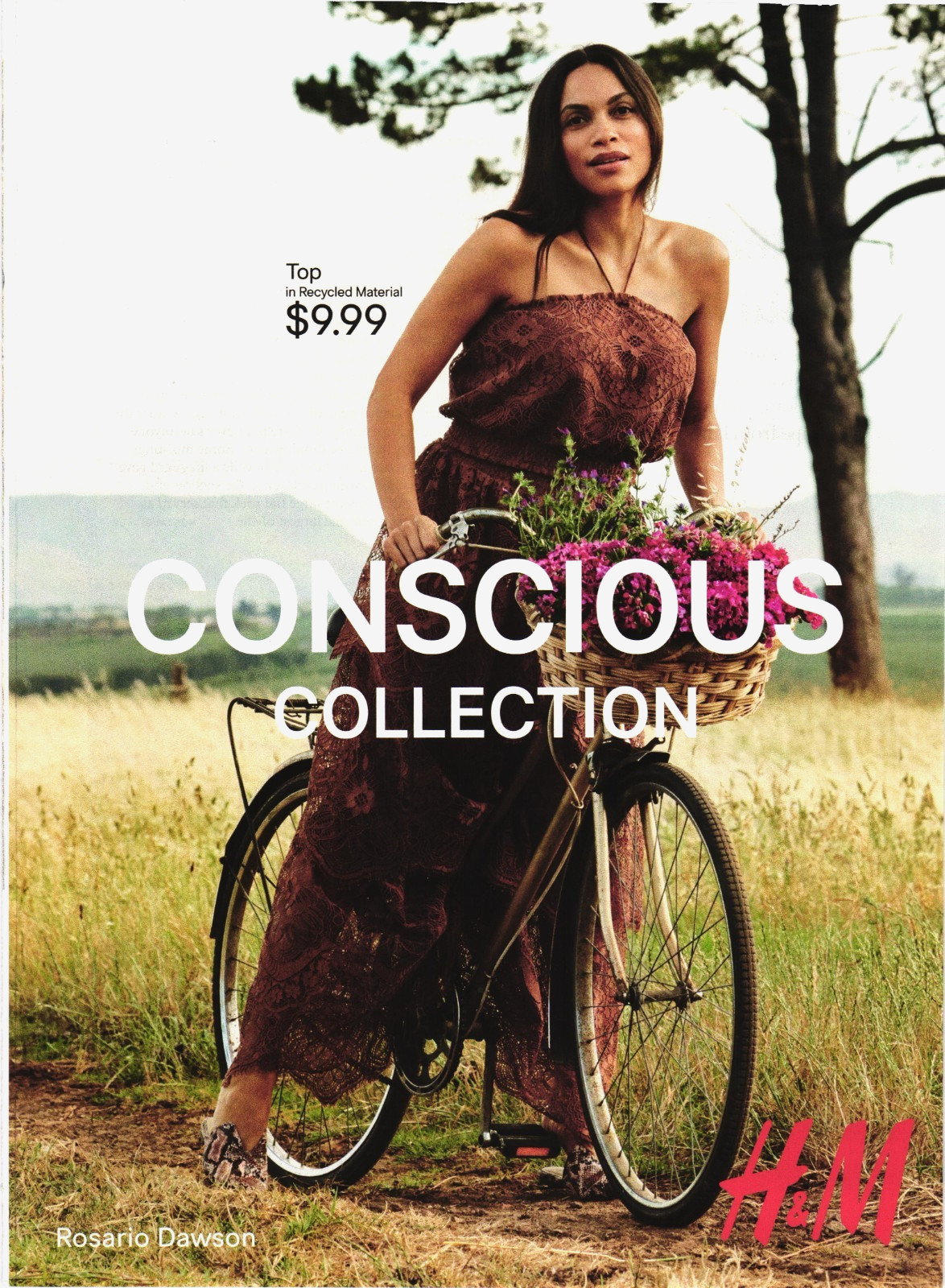 H&M Conscious Collection Rosario Dawson Bike Recycled Lace Sundress Print Ad 326