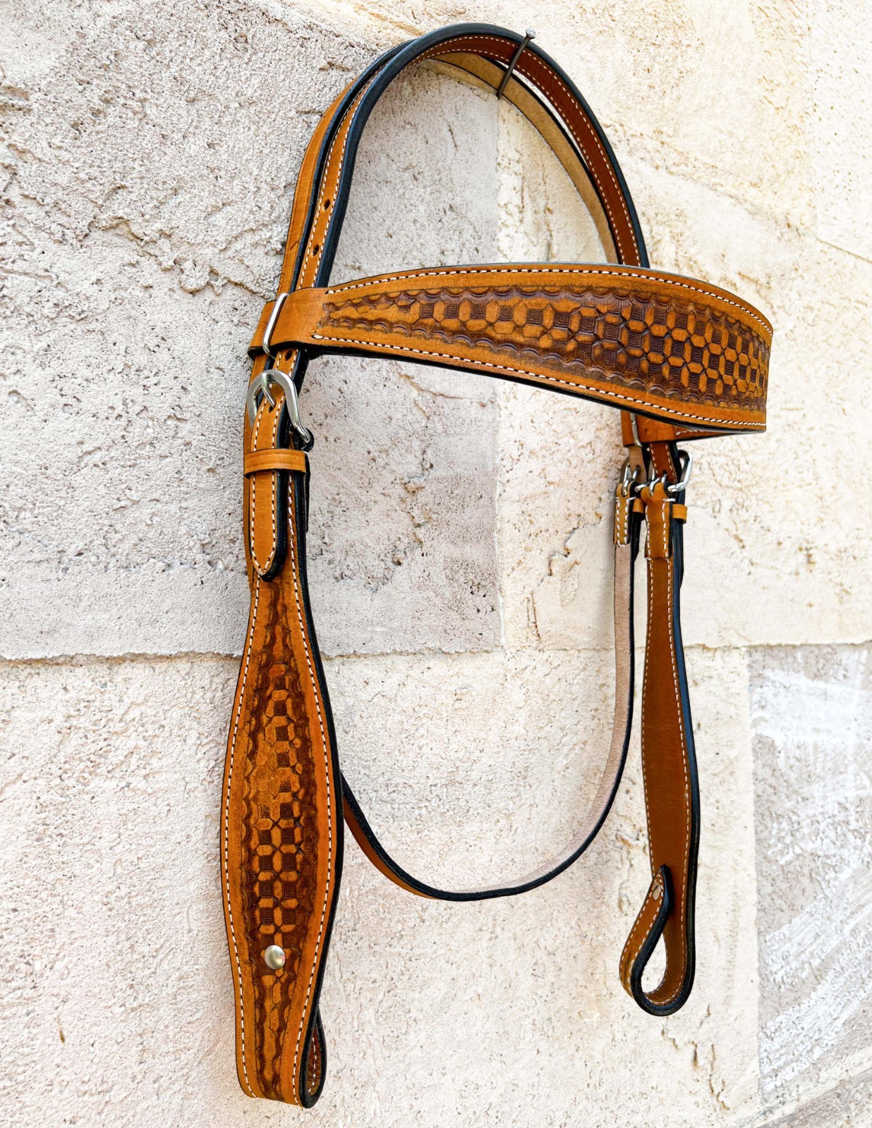 New! Western Cowboy Brown Leather Set of Headstall and Breast collar INDIA