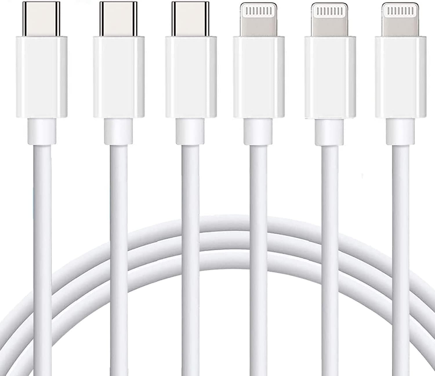 USB C to Lightning Cable 3Pack 6FT [MFi Certified] iPhone Fast Charger Cable USB