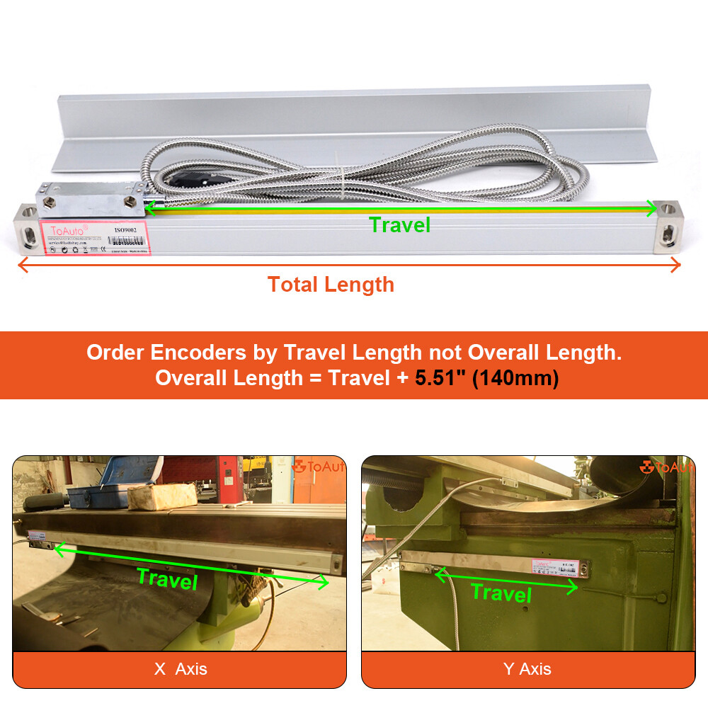 TOAUTO 2 Axis LCD DRO + 2pc Linear Scales Digital Readout full kit for Lathe,US