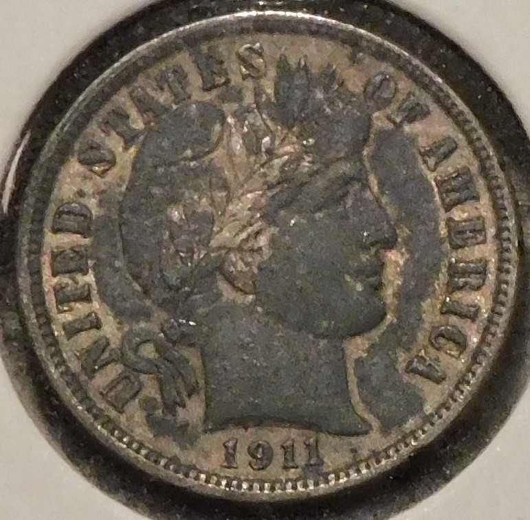 Silver Dime - Barber - 1911 (Sharp grade.  See desc.)