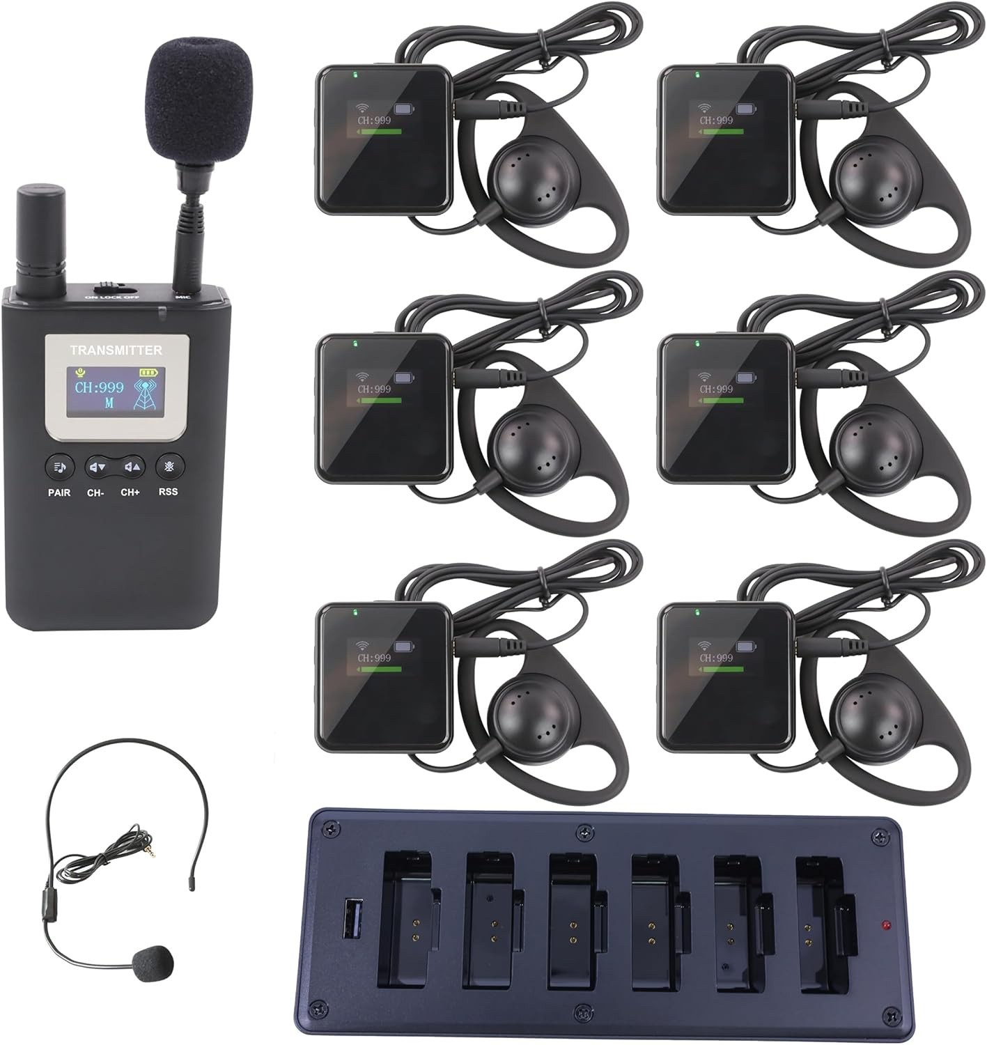 Wireless Whisper Audio Guide System 2.4Gh for Group Tours, Teaching, Translation