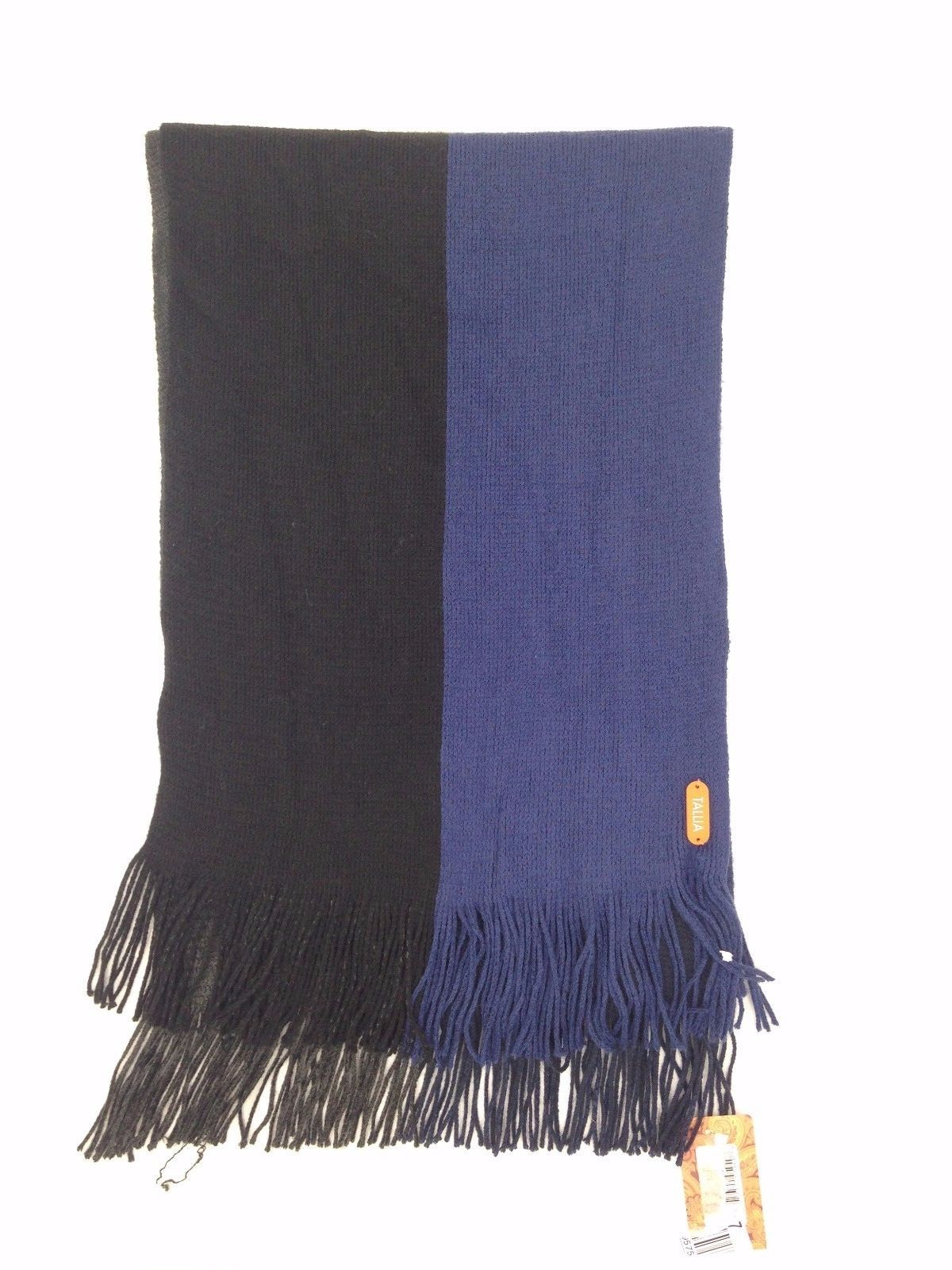$100 Tallia Men Unisex Black Blue Acrylic Reversible Wrap Muffler Shawl Scarf