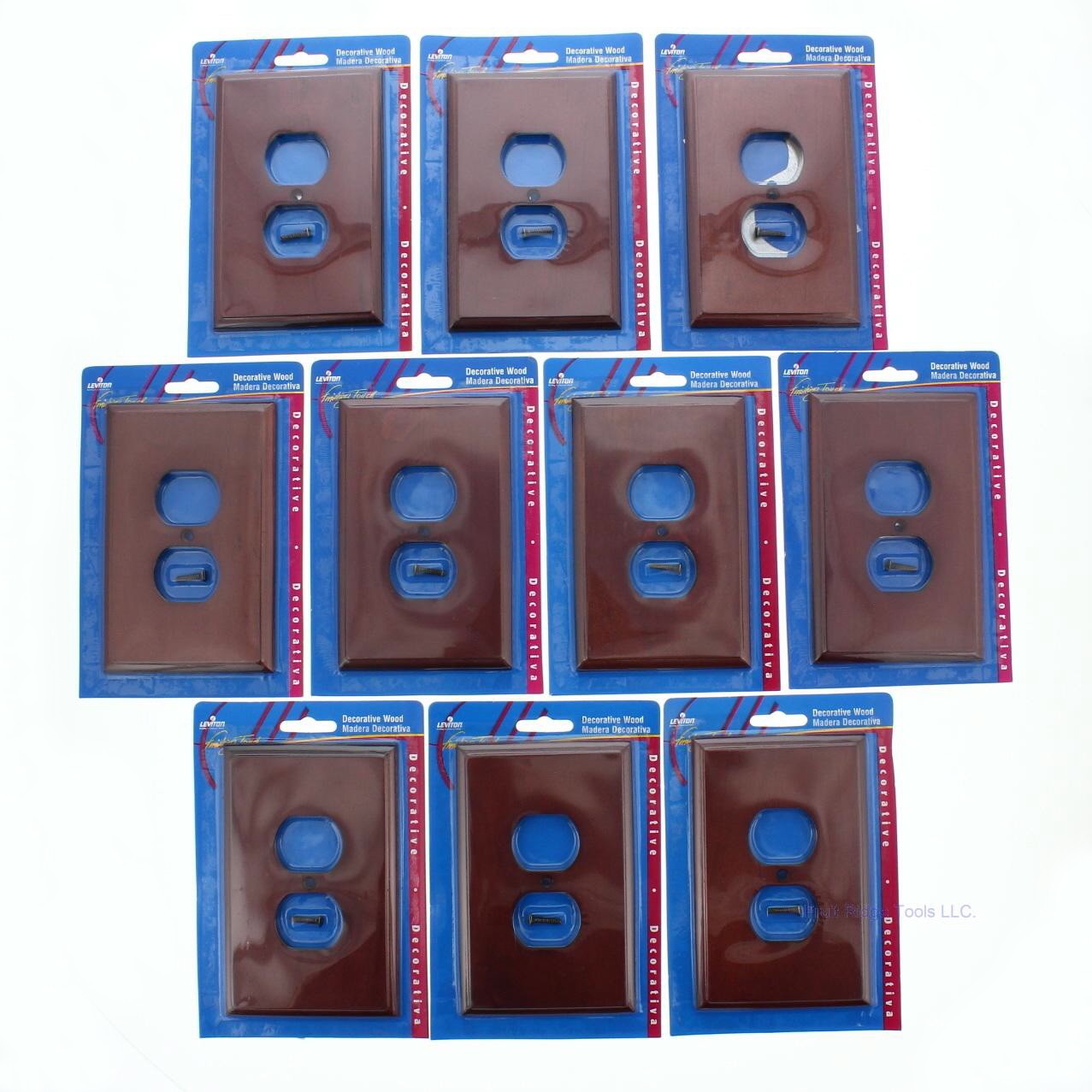 10 Leviton CHERRY Wood Finish 1G Receptacle Duplex Outlet Wallplates 89203-CHR