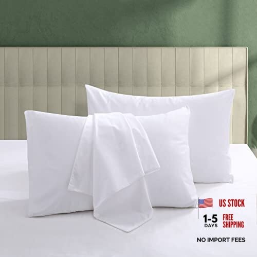 100% Egyptian Cotton Pillow Protectors Set of 4, 600 Standard 4Pack White