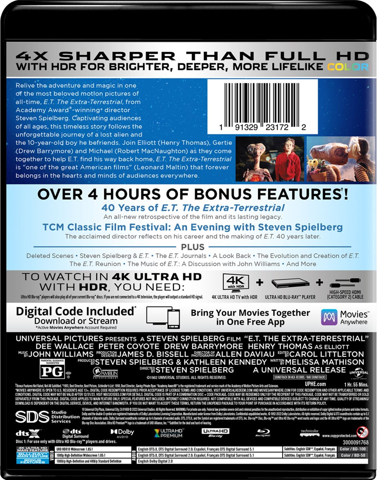 E.T. The Extra Terrestrial 4K UHD Blu-ray Dee Wallace Stone NEW