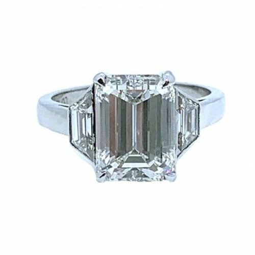 4.10 Ct Emerald Cut Lab-Created White Diamond Wedding Ring 925 Sterling Silver