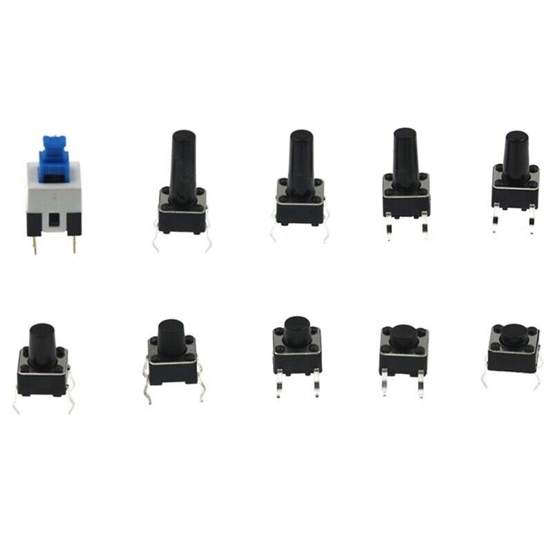 180pcs 10 Type 6X6 Light Touch Switch Set Push Button Switch Assortment Box
