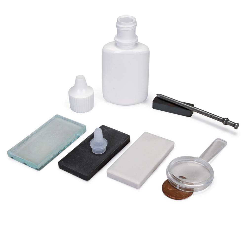 United Scientific Mineral ID Kit - 7 Pieces - Includes Streak Plates, Glass...