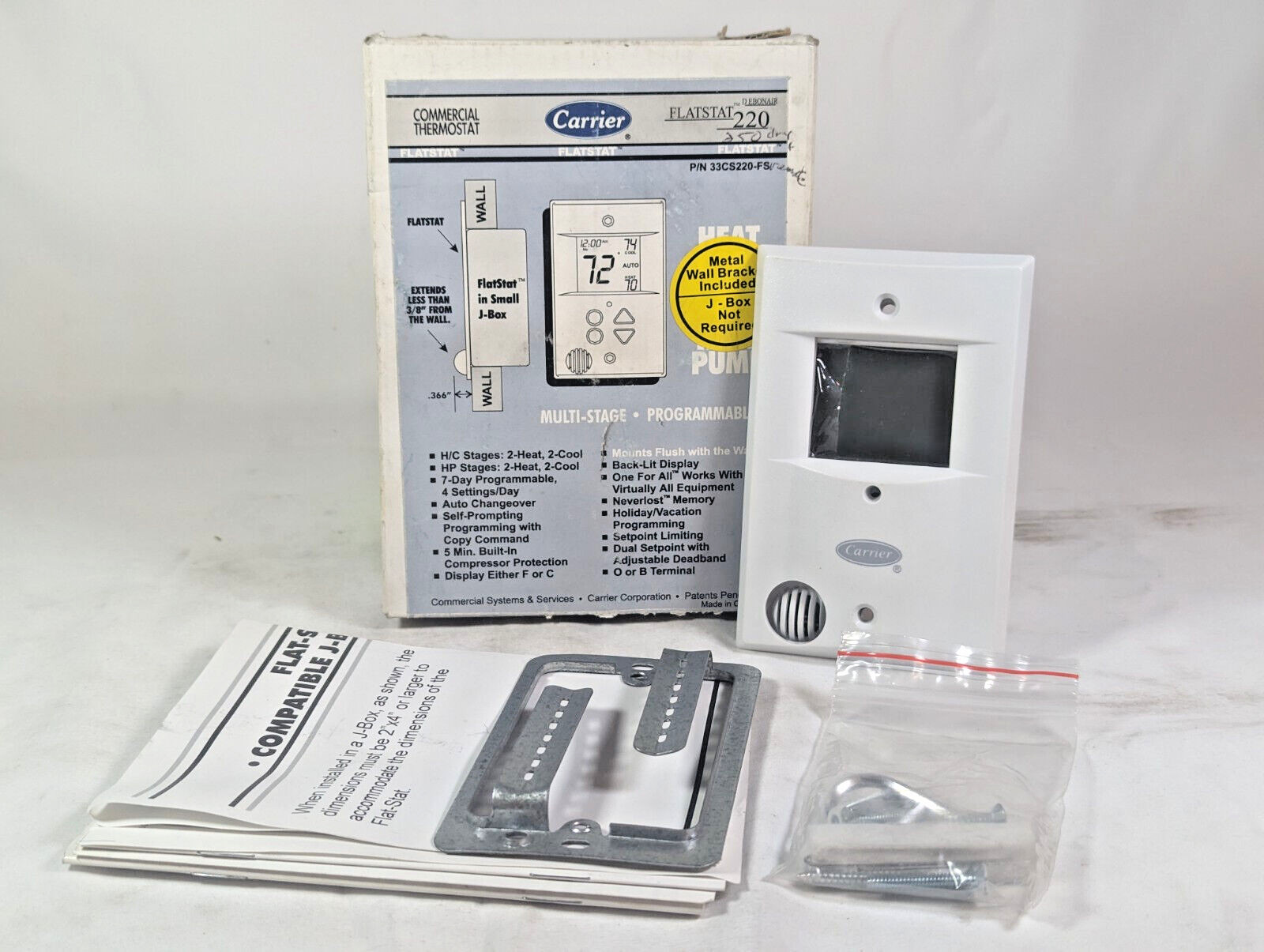 Carrier Flatstat 220 Commercial Programmable Thermostat 33CS220-FS