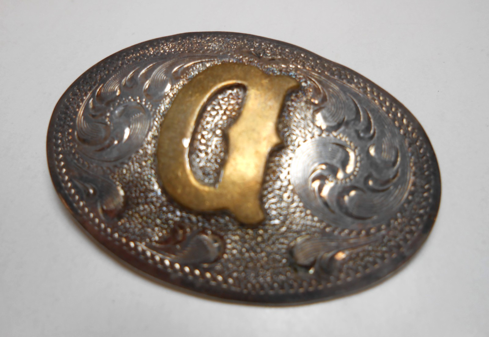 Vtg Western Style Horse Conchos Mexico Silver Overlay 4 Conchos Letter "D"