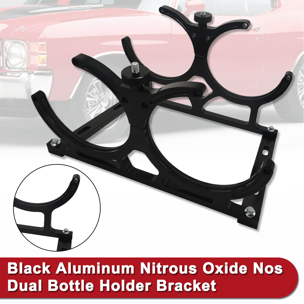 Black Billet Aluminum 7" Double Nitrous Oxide NOS Bottle Bracket Holder Kit