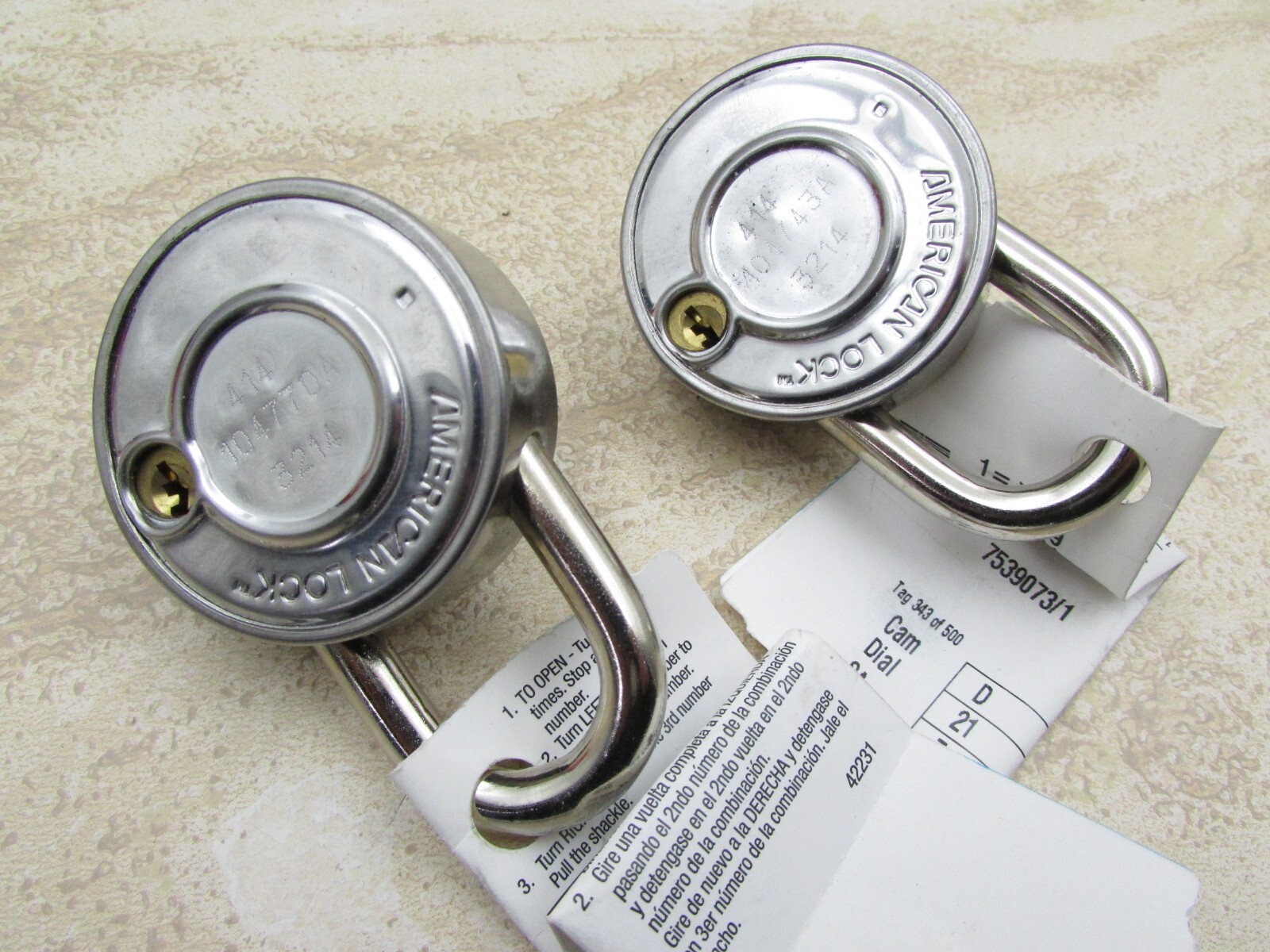 2 Pack American Lock Block Guard Combination Padlock A400K Key Controlled NOS