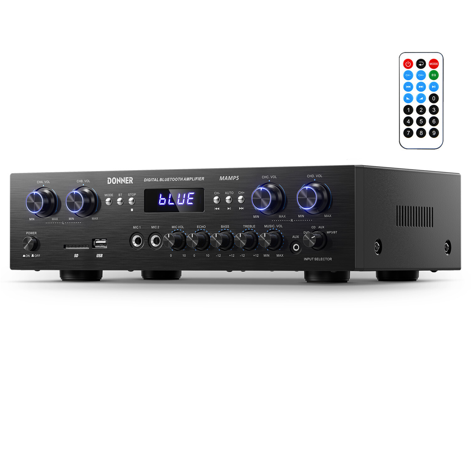 Donner MAMP5 600W Audio Power Amplifier Receiver 4 Channel