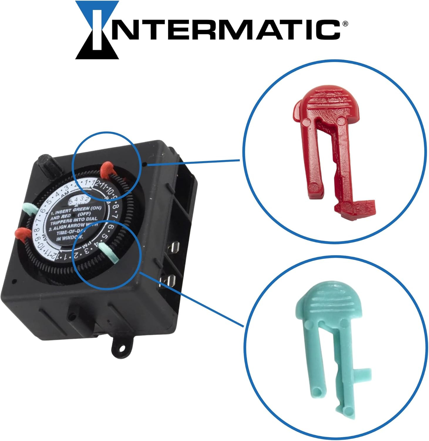 Cycle Timer Clock ON/OFF Plastic Switch Trippers - P1000 PB PF1100 Series, 2 Red
