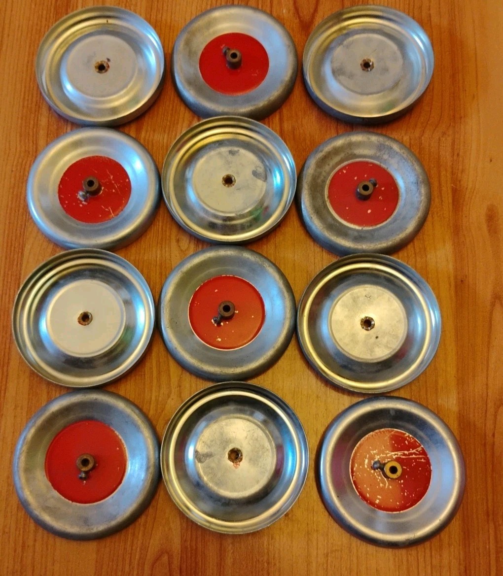 Sculpture Art Supplies 3 inch Steel Wheels Silver Red Center Lot of 12