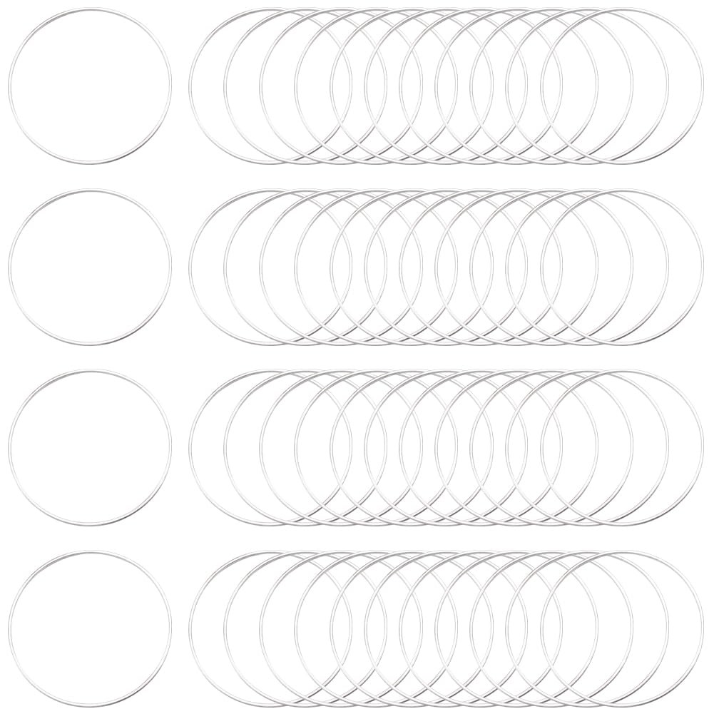 SOFPLATE 50Pcs 50mm Round Beading Hoops Beaded Earring Making Platinum