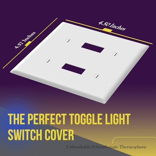 ENERLITES 5 Pack Double Toggle Switch Cover, Two Gang Light Switch Wall Plate, S